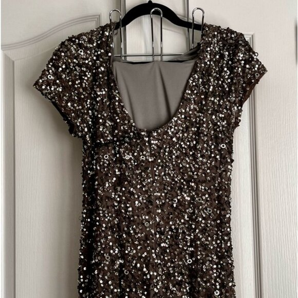 ADRIANNA PAPEL WOMENS GOWN, GREY SEQUINS, size 16 - Picture 6 of 12